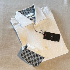 Ted Baker White Dress Shirt with Navy Contrast Trim